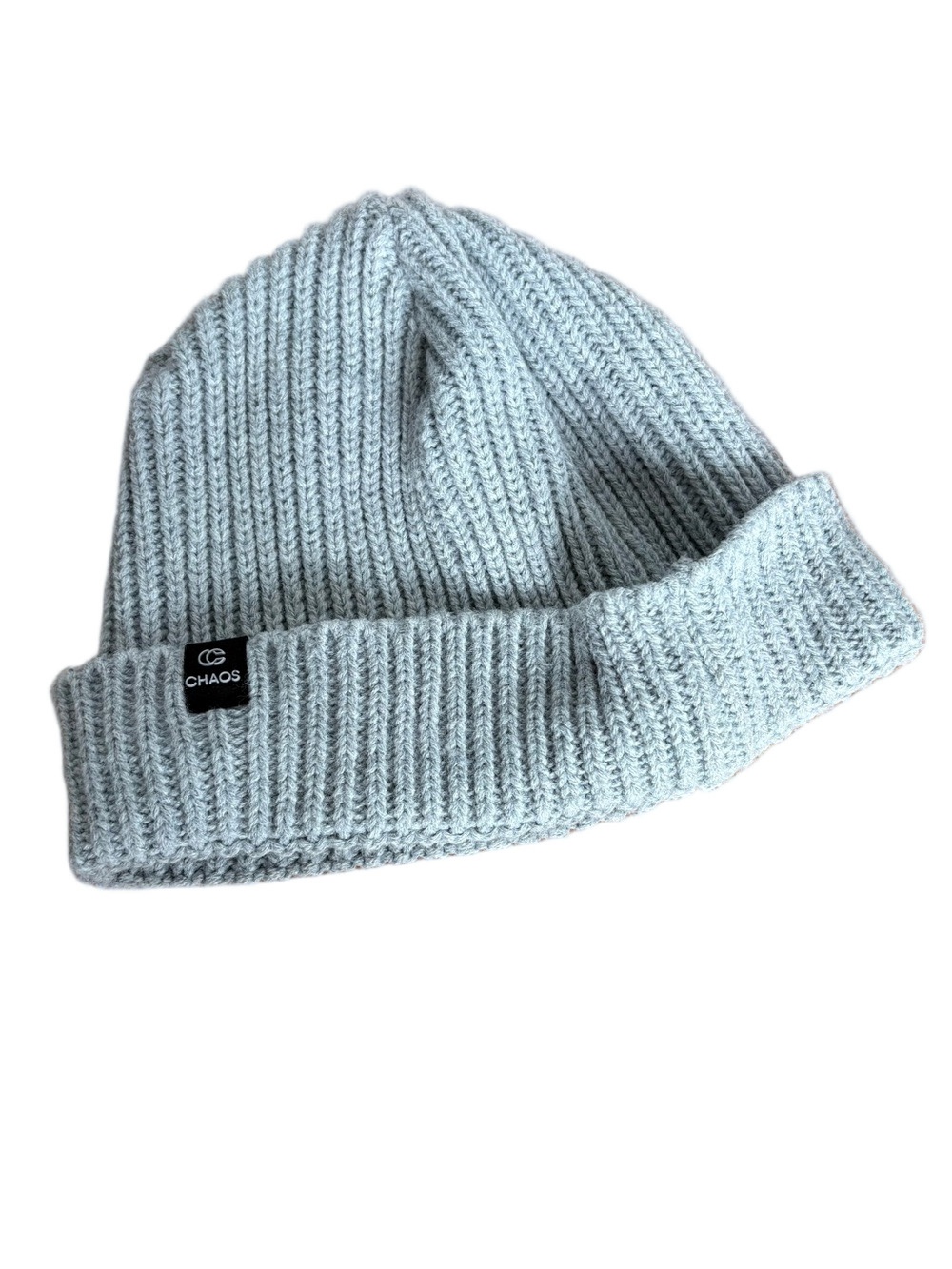 CHAOS Light Gray Ribbed Knit Beanie